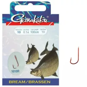   Gamakatsu Coars Booklet Bream 1010R #10 0,14mm 100cm előkötött horog