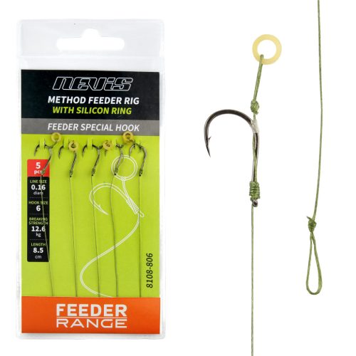 Feeder fonott előke szilikon gyűrűvel 12-es 5db/cs.