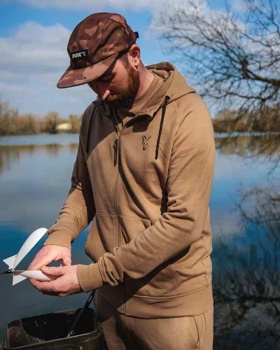 Fox Collection LW Zip Hoody pulóver Tan Limited L