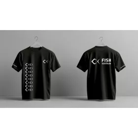 Fishcentrum fekete rövidujjú póló fehér nyomattal M