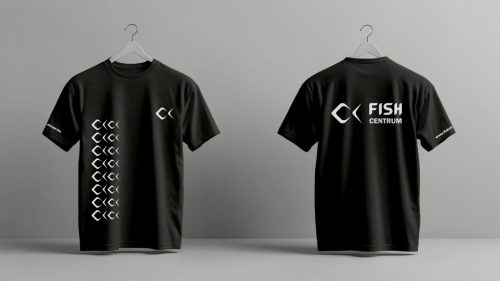 Fishcentrum fekete rövidujjú póló fehér nyomattal M