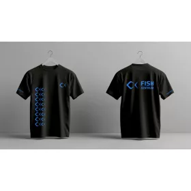 Fishcentrum fekete rövidujjú póló kék nyomattal L