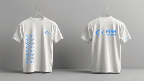 Fishcentrum fehér rövidujjú póló kék nyomattal M