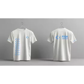Fishcentrum fehér rövidujjú póló kék nyomattal XL