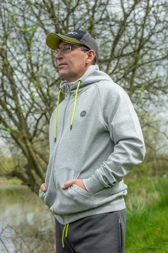 MATRIX FULL ZIP HOODY GREY & LIME - M