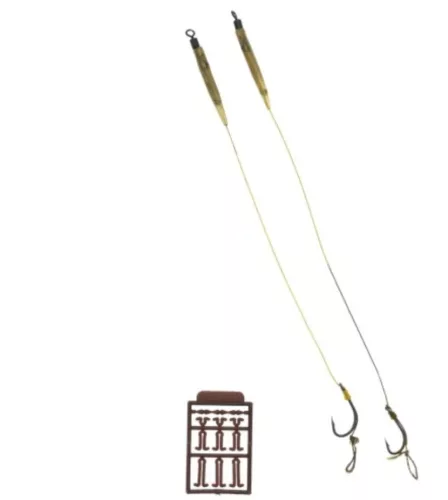 Bull Tackle Blow Back Combi Rig 40lb Camotex Semi Stiff X 2 Előkötött Horog 4#
