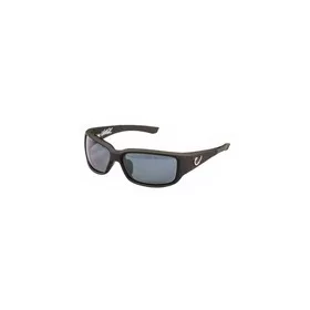   MUSTAD HP POLARIZED SUNGLASSES - BLACK FRAME, SMOKE LENS WITH BLUE REVO