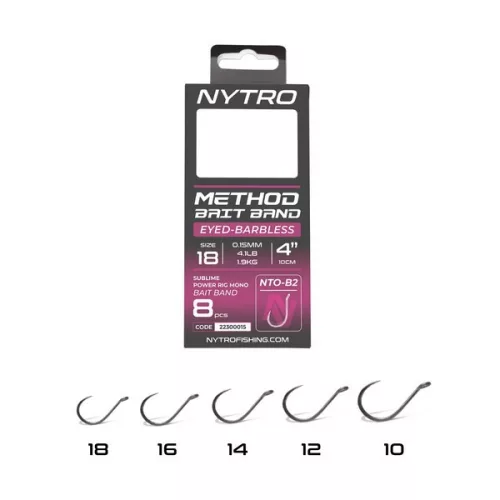 NYTRO NTO-B2 ELŐKÖTÖTT SZAKÁLL NÉLKÜLI CSALIGYŰRŰS METHOD ELŐKE 10 CM 10/0,23MM