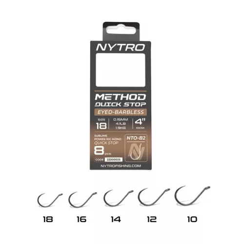 NYTRO NTO-B2 ELŐKÖTÖTT SZAKÁLL NÉLKÜLI QUICK-STOP METHOD ELŐKE 10 CM 10/0,23MM